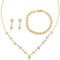 Yolev 3 Teiliges Kristall Brautschmuck Set Damen Schmuckset Strass Kristall Halskette Armband Tropfen Ohrringe Glänzendes Armband Hochzeit Braut Brautjungfer Schmuck Silber Gold(Gold)
