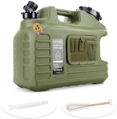 Starnearby 13L Water Container with Tap, Portable Camping Water Carrier with Side Bag, BPA-Free Drink Water Storage Tank, for Camping Outdoor, Fishing, Party, Van, RV, School, Hospital, Emergency