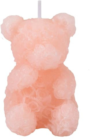 VFM e-Store - Valentines Scented Rose Candle Bear Loved Ones - Romantic Gift for Birthdays, Valentine's Day Christmas - 6cm Pink