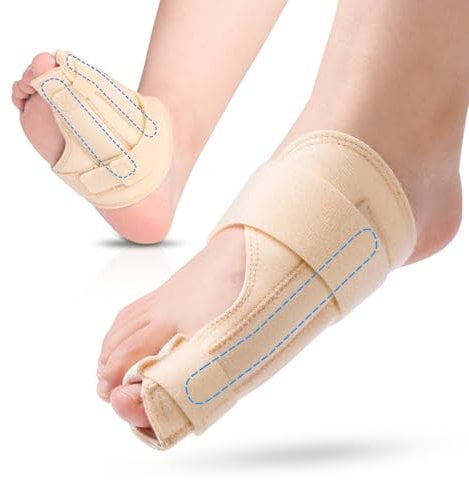 Broken Big Toe Splint Brace, Big Toe Support for Arthritis, Fracture, Sprains, Injuries, with 2 Stainless Steel Plate - Right (Beige)