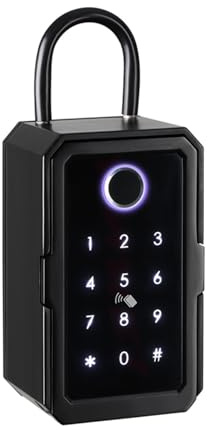 Safe, Schlüsselsafe, Schlüsselsafe Tuya TTLOCK Smart Key Box Finrabdruck App Romote Key Lockbox Sicherheit Digitale Intellinte Schlüsselsicherheit für Geld, Wertsachen(Noir)