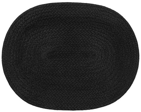 RAJRANG Area rug-Jute (Black, 60 x 91- Oval)