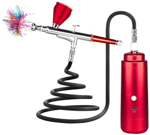PP-Vic Cake Sandblasting Spray Gun, Mousse Dessert Rechargeable Cordless Spray Gun, Body Tattoo Painting Sandblasting Gun, Baking Sandblasting Machine, Suitable for Haircut, Manicure,Red