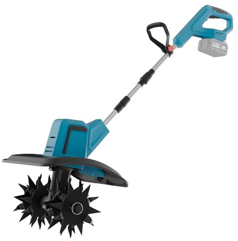 Motobineuse Electrique pour Batterie Makita 18 V, Motobineuse Electrique sans Fil avec Moteur Brushless, Profondeur 15CM, Largeur 20CM, Lame Double Face, Idéale pour l’Agriculture et Le Jardinage