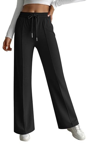 HOTOUCH Womens Joggers Wide Leg Trousers for Women UK Elasticated Waist Tracksuit Bottoms Work Trousers High Waist Joggers Black XXL