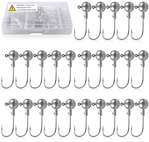 Jigköpfe Angelhaken Jigköpfe Set, Angeln Jighaken Dropshot Haken mit Round Kopf Bleikopf für Gummifische, Weiche Köder, Angelzubehör Raubfisch 1g 2g 3g 5g 7g 10g 14g 21g 28g