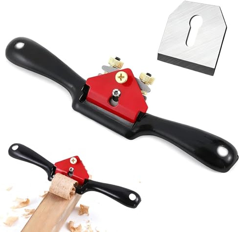 10 Inch Wood Plane Adjustable Hand Planer Door Planer Woodworking Tool | Carbon Steel Blade Cast Iron Base Dual Screw Control Edge Trimming Grain Smoothing Furniture Restoration Carpenters DIY Users