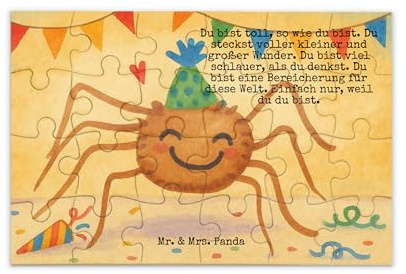 Mr. & Mrs. Panda Puzzle Spinne Agathe Party Design 24 Teile - Geschenk, Motivation, 1000, 300, Glück, 500, 2000, Wunder, Puzzlespiel, Selbstliebe