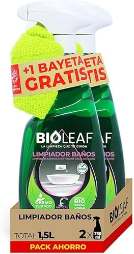 BIOLEAF-Desincrustante Baño Antical Pack 2×750 ml (1,5 L) Elimina Cal, Marcas de Agua y Jabón – Ducha, Grifería, Azulejos y Mamparas - Limpieza Intensiva – Formato Ahorro – Sin Disruptores Endocrinos