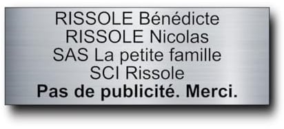 Plaque Boite Aux Lettres Personnalisable - 12x5 cm - 1 à 6 Lignes - Étiquette Avec Nom Adhésive - Gravée et Personnalisée pour Sonnette - Porte - Maison - Famille - Bureau - Stop Pub (Argent Radial)