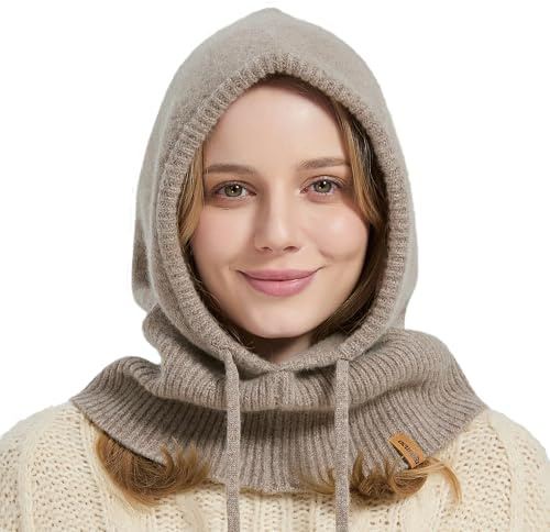 ACUSHLA 100% Merinowolle Sturmhaube Damen Herren, Winter Mütze Schal Warm | 100% Merinowolle Sturmhaube mit Mütze und Schal kombiniert. Weich, warm und atmungsaktiv für Winter, Ski und Outdoor Wandern