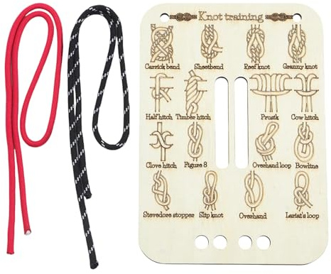 Rope for Knot Tying Practice, Knot Training Board Kit with 2 Ropes, Essential Outdoor Survival Tools for Camping, Hiking, Sailing, and DIY Projects, Choice for Hiking Lover