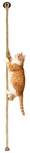 Sisal Kletterseil, Sisalseil fur Katzen, 300 x 3 cm, Stabiles Katzenspielzeug Seil zur Decken-/Wandmontage für die Katzen Selbstbeschäftigung, Spielen und Klettern