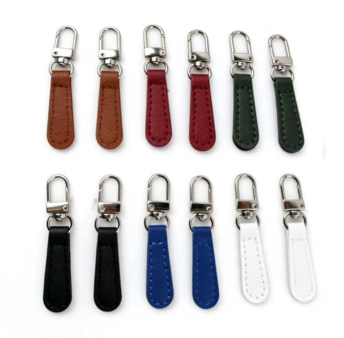 Nivofu 12 Pezzi Tiranti per Cerniera in Pelle | Cursore Zip Rimovibile in Metallo per Borse, Valigie, Giacche e Zaini – Multicolore