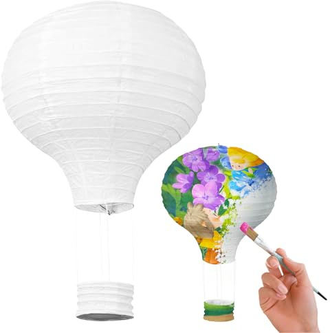Fancysky 30cm Lampenschirm, Heißluftballon deko Lampions, Lampenschirm Papier Weiß, DIY Heißluftballon Geschenk (Licht nicht im Lieferumfang enthalten)