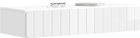 vidaXL Wandmontierter Beistelltisch Hochglanz Weiß 87,5 x 34,5 x 17 cm, Wohnzimmer, Wandtisch, rechteckig, viel Stauraum, modernes Möbelstück, stilvolle Ordnung
