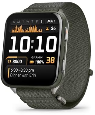 Garmin [Ricondizionato] Venu X1, GPS Smartwatch, Ampio Display AMOLED 2, Torcia LED, Cassa Ultra Sottile da 8 mm, 100 App Sportive Precaricate, Cinturino in Nylon ComfortFit, Black, Ricondizionato