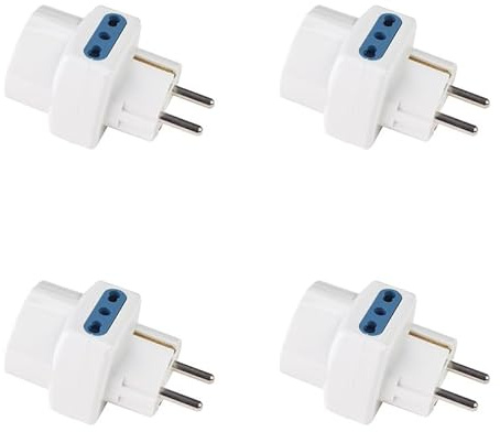 4 Pezzi Adattatore Multiprese da Viaggio, 2 Prese Bipasso 10A/16A + 1 Universale, Spina Elettrica Franco/Tedesca 16A 2P+T Schuko