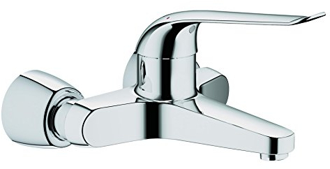 GROHE Euroeco Special - Einhand-Waschtischbatterie (Wandmontage, mit Temperaturbegrenzer, Hebellänge 170 mm), chrom, 32779000