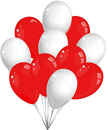 Premium Luftballons in Rot Weiß - Made in DE - 100% Naturlatex & 100% biologisch abbaubar - 50 Stück - Geburtstag Party Karneval - für Helium geeignet - twist4®