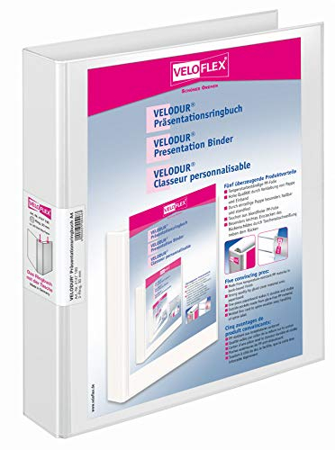 VELOFLEX 4147190 - Präsentationsringordner VELODUR® DIN A4, PP kaschiert, 2-D-Ring-Mechanik, 30mm, weiß, 1 Stück
