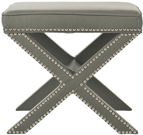 SAFAVIEH Upholstered Ottoman, in Granite, 55 X 55 X 50