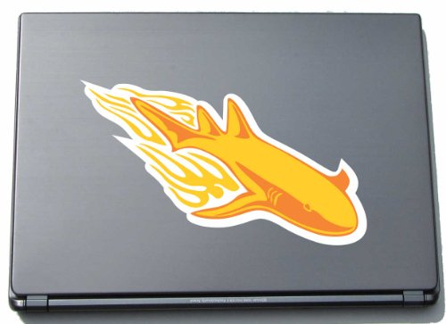INDIGOS UG Laptop Aufkleber Hai im Wasser 297mmx163mm - Laptopaufkleber selbstklebend - Notebook - Laptopfolie für Deckel