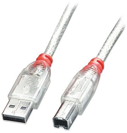 Lindy 0.5m USB 2.0 Cable - Type A To B, Transparent