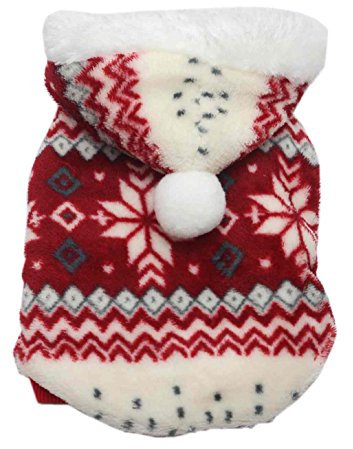 SAMGU Hundekleidung Warm Weihnachten Hundepullover Kapuzenpullover Rot S