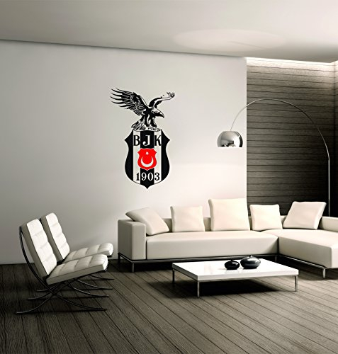 Saphir Design Wandtattoo Besiktas mit Kartal und ROT AyYildiz WT13.1 (Schwarz/Rot Matt, 60x95cm)