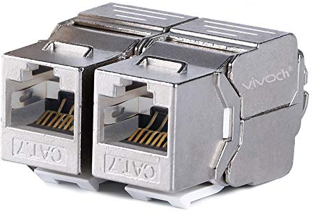 VIVOCH 5 Pcs Cat7 Keystone Jack, Cat 7 RJ45 módulo FTP de aleaciones de Zinc sin Herramientas para la protección contra adaptadores de Enchufe de gradientes multiplex modules