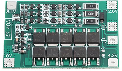 3S 12V 40A Lithium Battery Protection Board BMS PCB Board with Balance Charging Adopt Intelligent Lithium Cell Management IC for Fast and Safe Charging