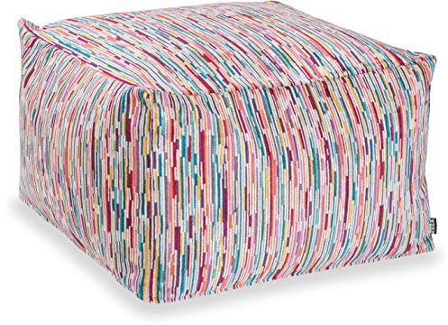H.O.C.K. Swirly Line Kissen inkl. Füllung Dekokissen Hocker Bean Cube in verschiedenen Größen Herbst/Winter (Bean Cube 55x55x35cm, bunt)