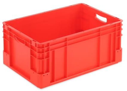 Stabile Eurobox 60x40x27cm Made in Germany | Eurobehälter in verschiedenen Höhen & Farben | Stapelbox ideal für Ordnung, Transport & Lager | Premium Qualität (270 mm, rot)