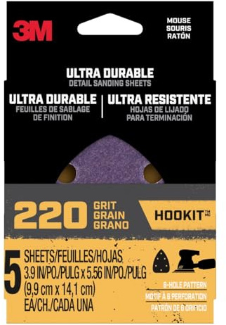 3M Ultra Durable Detail Sanding Sheets, 220 grit, 5/Pack