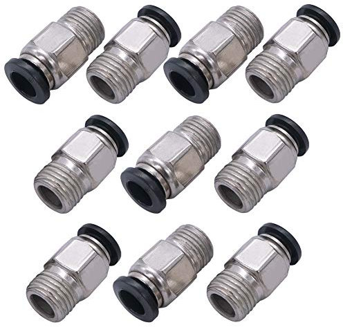 mxuteuk Lot de 10 raccords pneumatiques à filetage mâle 1/4 PT 8 mm PC8-02