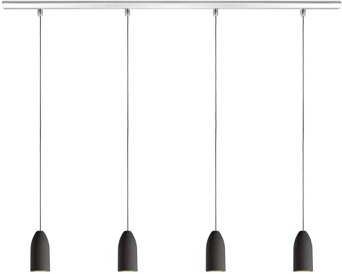 Buchenbusch urban design Beton Deckenlampe 4 flammig dark edition mit Textilkabel Grau, Pendelleuchte Küche, Lampe Küche hängend