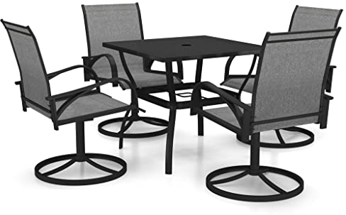 vidaXL Gartenmöbel 5-TLG. Sitzgruppe Gartenset Gartengarnitur Sitzgarnitur Esstisch Gartentisch Gartenstuhl Tisch Stühle Textilene Stahl
