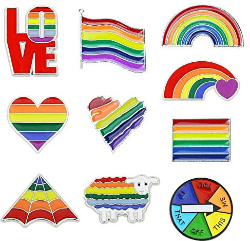 Pin Regenbogen Flagge stolz Hillylolly 6 Stück Regenbogen Pins Set, Gay Pin Metall, Regenbogen Anstecker Lgbtq, Pride Brosche, Brosche Flagge, anstecker für Kleidung und Blazer (Mehrfarbig 6Pcs)