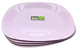 Reusable ECO Unbreakable Colourful Plastic Dinner Flat Plate Set-of-4 - Shatterproof - 100% Food Safe - Perfect for Camping, Indoors, Outdoors, and picnics (Light Purple, Large)