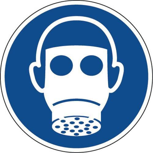 NEW CARTELLO SEGNALETICO ROTONDO - Protezione delle vie respiratorie obbligatoria - Adesivo Extra Resistente, Pannello in Forex, Pannello In Alluminio (ADESIVO 10 CM)