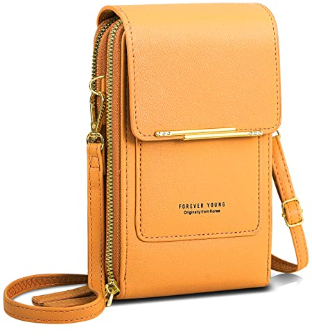AIFILLE Handytasche zum Umhängen Damen, Klein Handy Umhängetasche mit Geldbörse Mädchen, Premium PU Leder Crossbody Schultertasche Handy Tasche mit Kartenfächer Clutch Shoulder Bags for Women, Gelb