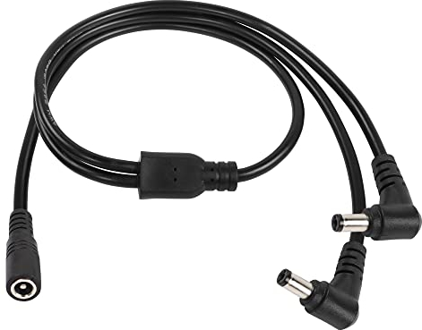PNGKNYOCN Câble répartiteur d'alimentation CC à angle droit 1 femelle vers 2 mâles 5,5 mm x 2,1 mm Câble adaptateur répartiteur en Y pour caméras de vidéosurveillance DVR, bande lumineuse LED