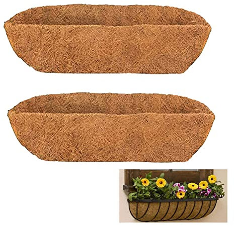 HH-LIFE 2 pcs Pre-formed Molded Coco Liners 36 inch (91cm) Wall Trough Coco Liner Window Box Liner For Wall Mounted Planters/Window Flower Baskets