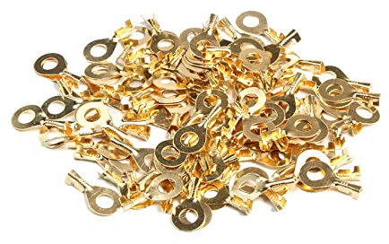 100 Pieces Ring Terminal, Brass Wire Terminals Connector Electrical Cable Lugs Terminals for Car, Automatic Equipment and Batteries - M6 (6.2mm)