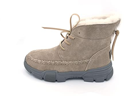 BOnova Stivali Lommedalen in pelliccia di agnello super caldi e morbidi stivali da donna in pelle scamosciata con ottima suola per alpinismo. Disponibile in 2 colori e taglia 36-42 EU., grigio chiaro,