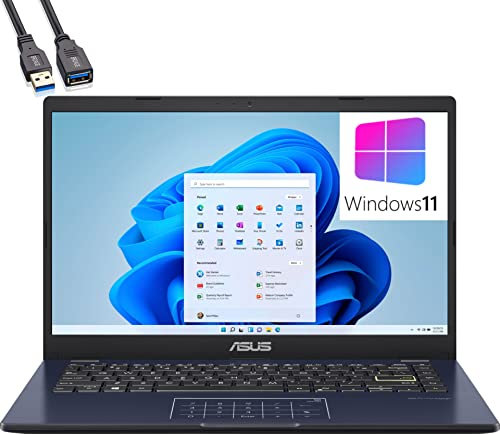 ASUS E410 14 Zoll Leichter Laptop Computer, Intel Celeron N4500 Prozessor, 4GB DDR4 RAM, 128GB eMMC, 802.11AC WiFi, Bluetooth, Typ-C, NumberPad, Windows 1 1 S, Brown AG USB-Verlängerungskabel