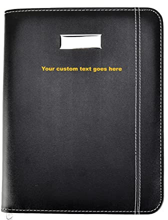 Arpan Conférencier A4 à fermeture éclair en similicuir avec texte personnalisé