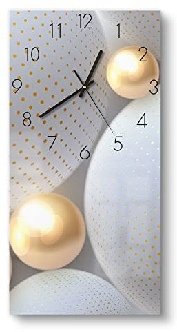 DEQORI Glasuhr | horizontal 30x60 cm | Motiv Angeordnete Kugeln | große XXL Design Uhr aus Glas | leise Wanduhr für Wohnzimmer & Küche | moderne Hingucker Uhr für die Wand