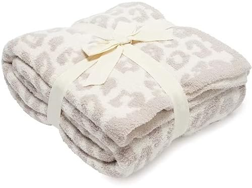 UOOYAA Kuscheldecke Flauschig Plüsch mit Leopardenmuster Plüsch Wolldecke, Gemütlich Tagesdecke Strick Sofadecke Wohndecke TV Decke zum Wohndecke für Bett Schlafzimmer Couch Büro